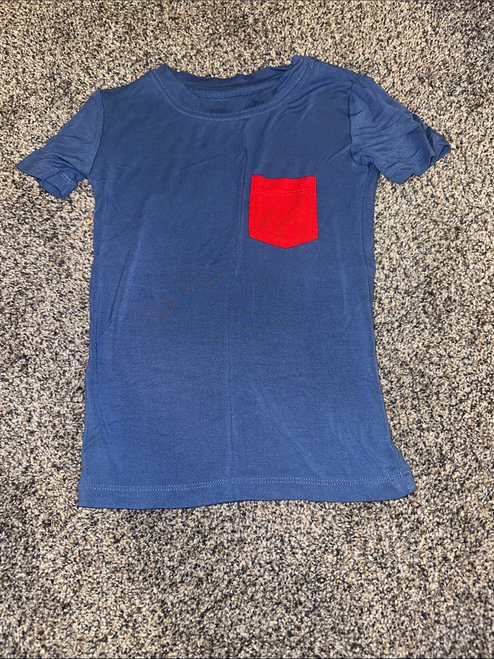 Kids Bamboo Navy Short-Sleeve Tee with Red Chest Pocket